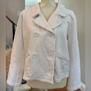 Splendid White Double-Breasted Trench Jacket (sweatshirt like material!)